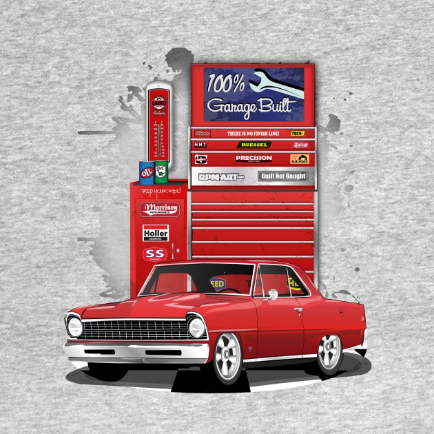 1967 Bolero Red Chevrolet Nova Garage Built Print by RPM-ART